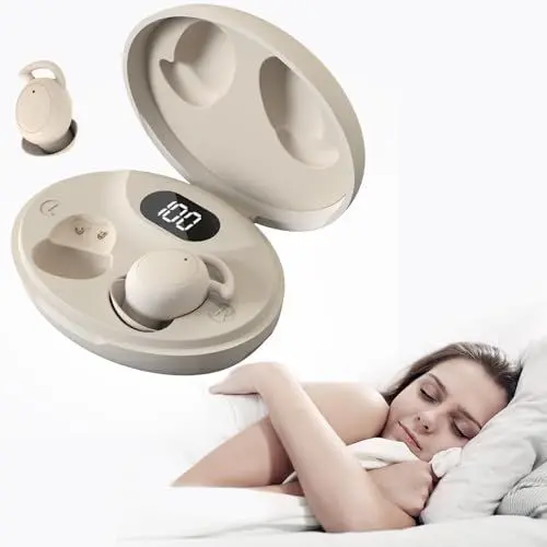 Produktbild: YUANJ Schlafkopfhörer Bluetooth, Weiche Kopfhörer Schlafen, Unsichtbare Schlaf Kopfhörer Bluetooth 5.3, Sleepbuds mit 24dB Geräuschisolierung, 40 Stunden Akkulaufzeit, Leistungsanzeige