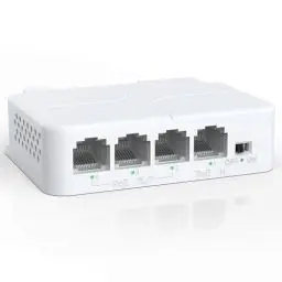 Produktbild: YuanLey 4 Port PoE Extender with 3 PoE Ausgängen, IEEE 802.3af/at Mini 4 Kanal PoE Repeater 100Mbps, Wand und DIN-Schiene Montieren Passthrough POE Verstärker/Booster, Plug and Play