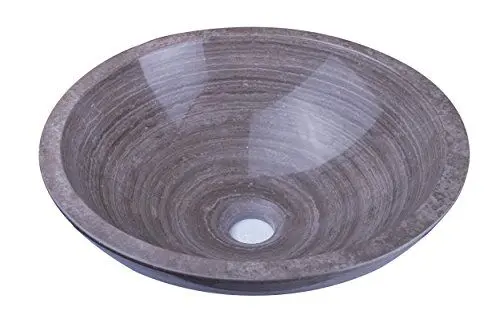 Produktbild: YUCHENGSTONE® Waschbecken Waschschale Steinwaschbecken 100% Naturstein, Aufsatzwaschbecken Handwaschbecken Marmor/Granit, rund, Durchmesser 33-35cm, Durchmesser Ablauf 4,5 cm