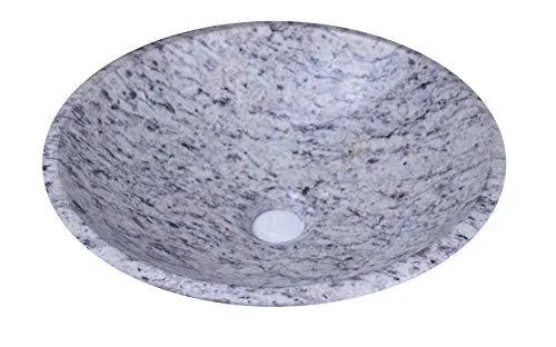 Produktbild: YUCHENGSTONE® Waschbecken Waschschale Steinwaschbecken 100% Naturstein, Aufsatzwaschbecken Handwaschbecken Marmor/Granit, rund, Durchmesser ca.33cm, Durchmesser Ablauf 4,5 cm