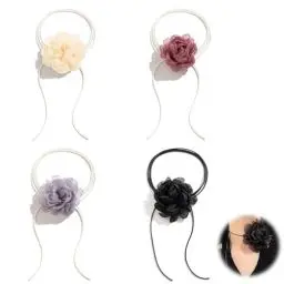 Produktbild: YUDAWN Blumen Halskette Choker, Vintage Kragen Choker Kette Damen Anhänger Halsband Blumen Verstellbare Stoff Blumen Kamelien Halskette Schlüsselbein Kette Schmuck Accessoires