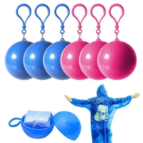 Produktbild: YUDAWN Regenponcho Durchsichtig, 6 Stück Bunt Regencape Regenponcho Einweg Notfall Regenmäntel Kapuze Regen Poncho Outdoor Wasserdicht Regenschutz für Herren Damen
