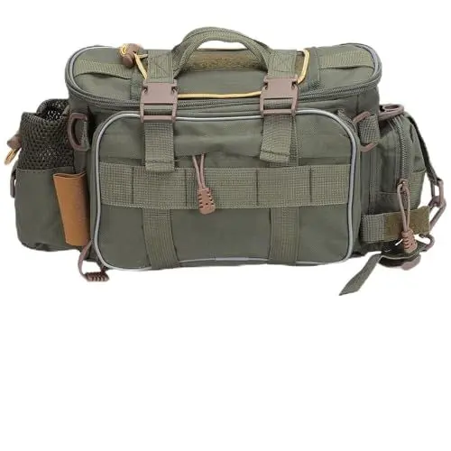Produktbild: Yuecoom Angel-Werkzeugtasche, wasserdichte Angel-Aufbewahrungstasche, Angeltasche mit großem Fassungsvermögen, tragbare Angelgeräte-Taschen für die Aufbewahrung von Angelwerkzeugen, Nylon (OD Green)