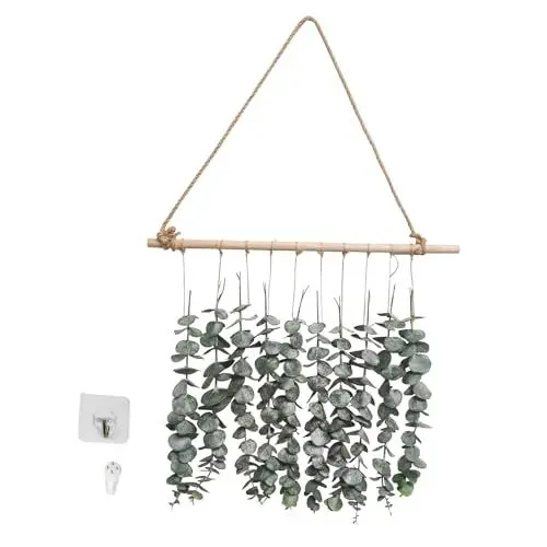 Produktbild: Yuecuu Künstliche Eukalyptus Blätter Wanddeko, 40x36cm Künstlich Hängepflanze Wand Deko für Wohnzimmer Schlafzimmer und Studio