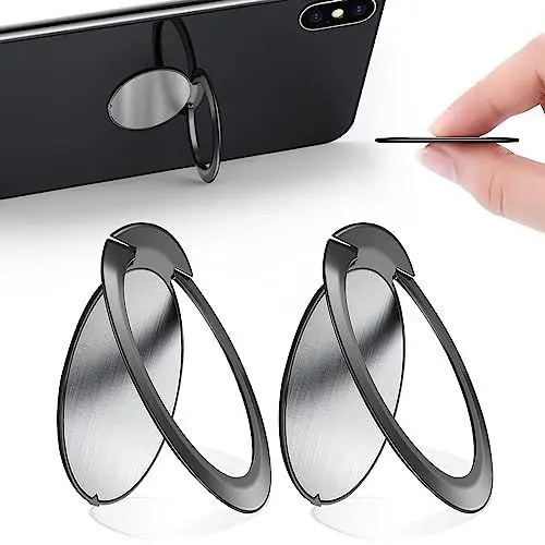 Produktbild: yuejuhe 2 Stück Handy Ring Halterung, 360 Grad Drehung 1,8 mm Ultradünner Ring Ständer, Handy Halterung Finger für Smartphone, Magnetische Autohalterung