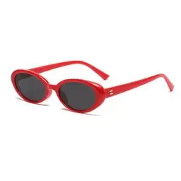 Produktbild: YUELUQU Retro Oval Sonnenbrillen，VintageTrendy Runde Sonnenbrillen für Damen Herren UV400 (Rot/grau)