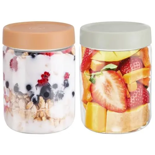 Produktbild: YUEYEE 2 Stück 600 ml Meal Prep Gläser Ideal für Meal Prep und Overnight Oats Gläser Praktische Meal Prep Boxen für Die Aufbewahrung,Marinieren und Vorbereitung von Mahlzeiten Mehrzweck Mason Jar
