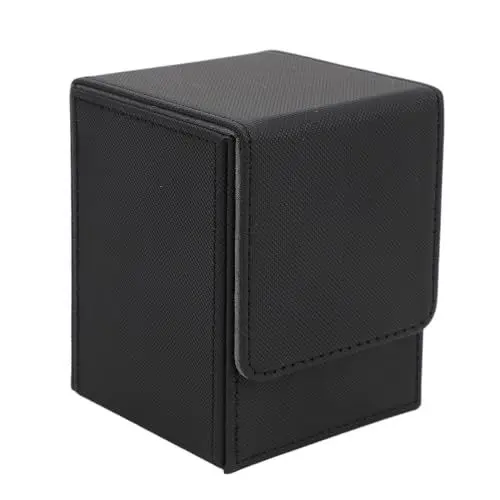 Produktbild: Yuezhongoo Vertikale magnetische Kartenbox, PU-Leder-Kartenaufbewahrungsbox, kratzfeste Spielkarten-Aufbewahrungshülle für magische Spielkarten, fasst 100 Karten (Schwarz)