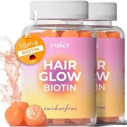 Produktbild: YUICY Biotin Haar Gummibärchen - 120 Stk. Extrem Leckere & Zuckerfreie Haar Vitamine - 10mg Biotin Gummies Hochdosiert für Haarwachstum, Haut & Nägel - Hair Glow