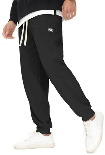 Produktbild: YuKaiChen Jogginghose Herren Waffelgewebe Joggers Sweathosen mit Kordelzug und Elastische Taille Herren Sweatpants mit konischem Schnitt Schwarz Größe 2XL