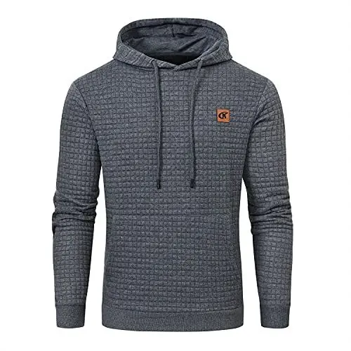 Produktbild: YuKaiChen Pullover Herren Arbeitspullover Waffel-Stoff Fleece Hooded Sweat Sweatshirt Grau L