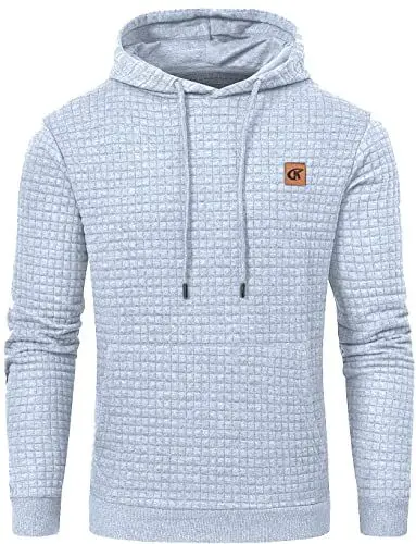 Produktbild: YuKaiChen Pullover Herren Arbeitspullover Waffel-Stoff Fleece Hooded Sweat Sweatshirt Hellgrau L