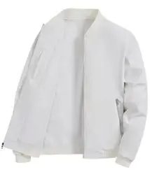 Produktbild: YuKaiChen Übergangsjacke Herren Bomberjacke Leichte Jacke Freizeit Sommerjacke mit Reißverschlusstaschen Größe L Weiß