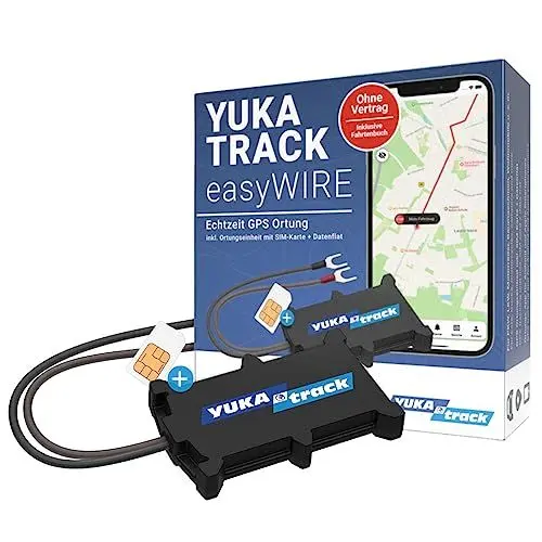 Produktbild: YUKAtrack easyWire GPS Ortung Tracker für Auto, Motorrad, LKW, Wohnwagen,SIM Karte und Datenflat inkl. Europaweite LIVE Ortung,Fahrtenbuch,Komplettset: Kein ABO, ohne Vertrag, Sofort einsatzbereit