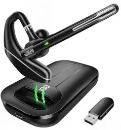 Produktbild: Yukigefe Bluetooth Headset V5.3, kabelloser Ohrhörer mit 1000-mAh-Ladeetui, 96 Stunden Gesprächszeit, freihändige Kopfhörer mit Geräuschunterdrückung und Doppelmikrofon für Computer, Mobiltelefone