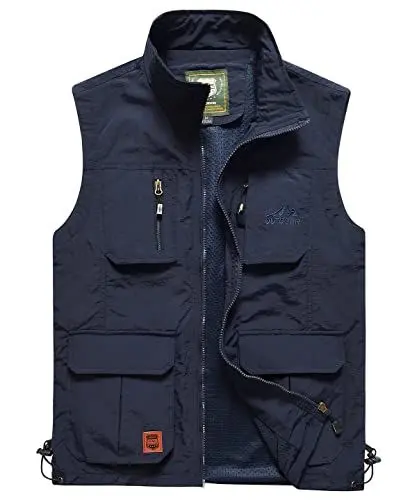 Produktbild: Yukirtiq Herren Outdoor Weste Freizeitweste Schnelltrocknend Angelweste Atmungsaktive Funktionsweste Werkzeugweste Fotografie Ärmellos Fischerjacke, Blau, XL