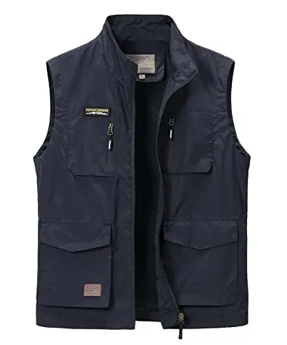 Produktbild: Yukirtiq Funktionsweste Herren Outdoor Weste Sommerweste Leichte Reiseweste Schnell Trocknende Anglerweste Atmungsaktiv Jagdweste mit Taschen, Blau, XL