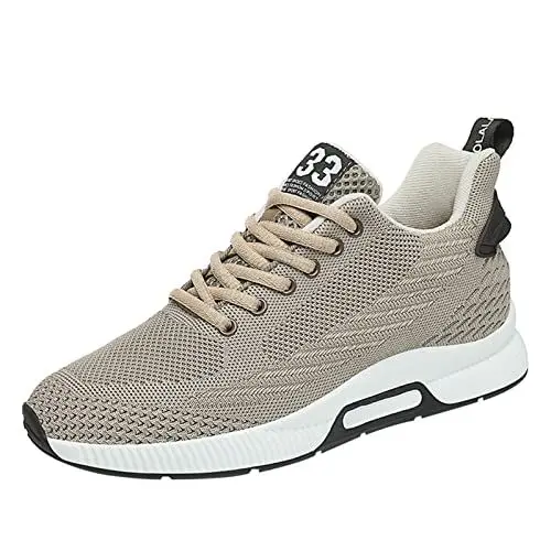 Produktbild: YUKTOPA Aufzug Schuhe Elevator Schuhe Herren Leichte Atmungsaktiv Sportschuhe Freizeitschuhe mit Versteckten Lift Heel für Mann-6cm beige44