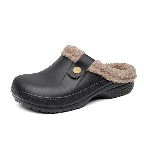 Produktbild: YUKTOPA Hausschuhe Damen Herren Gefüttert Clogs Winter Warme Plüsch Slippers Pantoffeln Gartenschuhe Indoor Outdoor rutschfeste Winterschuhe Gr.35-47