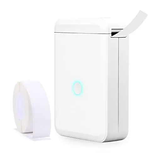 Produktbild: YuLinca D110 Bluetooth Etikettendrucker Mini Tragbares Thermo Beschriftungsgerät mit 10-15 mm Etikettenbreite, kompatibel mit iOS und Android für Heim und Büro (weiß)