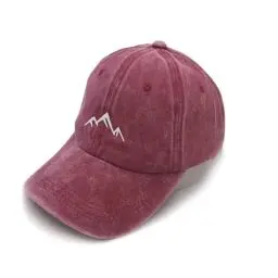 Produktbild: YULOONG Vintage Baseball Cap Mens Berggipfel Peak Stickerei Baseball Hüte Klassische Gewaschene Baumwolle Dad Cap Frauen Outdoor Sport Cap Einstellbar Rot