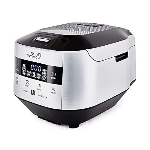 Produktbild: Yum Asia Bamboo Reiskocher mit Induktionsheizung (IH) und Keramikschale, (8 Tassen, 1,5 Liter), 7 Reiskochfunktionen, 4 Multikocherfunktionen, Motouch LED-Anzeige, 220-240V EU, Silbermetallic