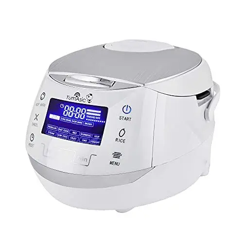 Produktbild: Yum Asia Sakura Reiskocher mit Keramikschale und Advanced Fuzzy Logic (8 Tassen, 1,5 Liter), 6 Reiskochfunktionen, 6 Multikocherfunktionen, Motouch LED-Display, 220-240V EU (weiß und silber)