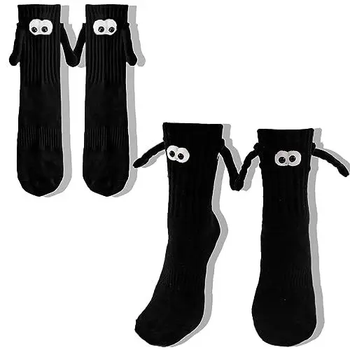 Produktbild: yumcute 2 Paar Magnetische Socken, Socken Magnet Hände Socken Hand in Hand Partner Socken Magnet für Paare Freunde Familie Geschenke