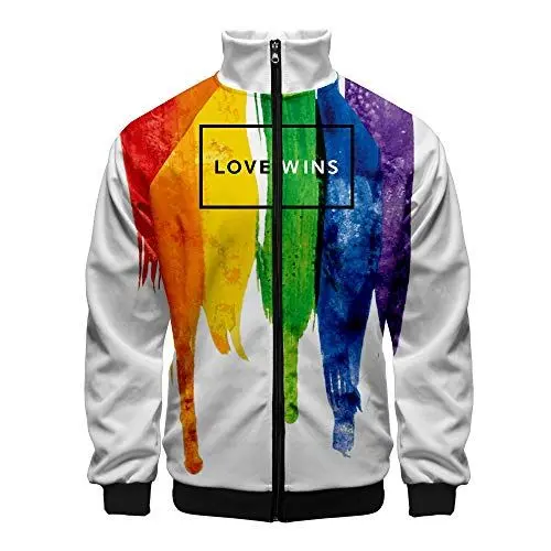 Produktbild: Yumenam Herren LGBT Gay Pride Sweatshirt 3D Gedruckter Regenbogen Langarm Reißverschluss Freizeitjacke Mantel Streetwear Outwear