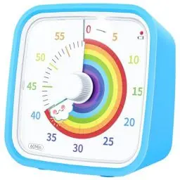 Produktbild: Yunbaoit Visueller Timer mit Schutzhülle, Regenbogen-Scheibe 60-Minuten-Countdown-Timer für Kinder und Erwachsene, leises Time Management-Werkzeug(Blau Regenbogen)