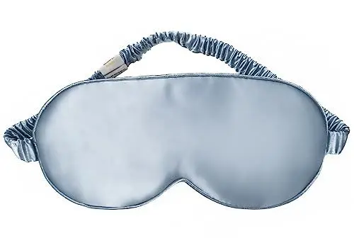 Produktbild: YUNCHI 100% Schlafmaske Seide Frauen Damen Herren Bequem Bio Satin Schlafbrille Silk Sleeping Eye Mask Augenmaske 19 Momme Reine Maulbeerseide Stoff Augenbinde Zum Schlafen (Baby Blau)