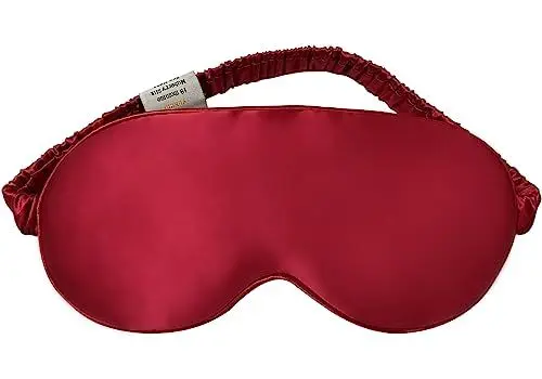 Produktbild: YUNCHI 100% Schlafmaske Seide Frauen Damen Herren Bequem Bio Satin Schlafbrille Silk Sleeping Eye Mask Augenmaske 19 Momme Reine Maulbeerseide Stoff Augenbinde Zum Schlafen (Burgunder Rot)