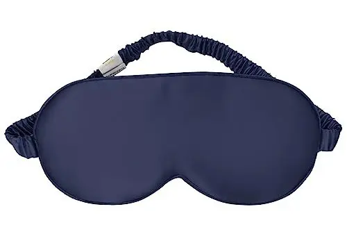 Produktbild: YUNCHI 100% Schlafmaske Seide Frauen Damen Herren Bequem Bio Satin Schlafbrille Silk Sleeping Eye Mask Augenmaske 19 Momme Reine Maulbeerseide Stoff Augenbinde Zum Schlafen (Navy Blau)