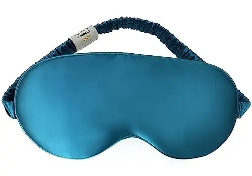Produktbild: YUNCHI 100% Schlafmaske Seide Frauen Damen Herren Bequem Bio Satin Schlafbrille Silk Sleeping Eye Mask Augenmaske 19 Momme Reine Maulbeerseide Stoff Augenbinde Zum Schlafen (Pfauen Blau)