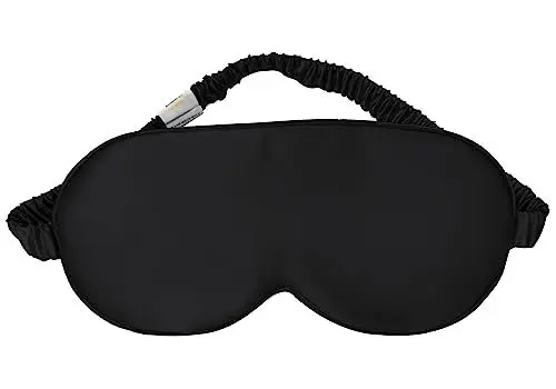 Produktbild: YUNCHI 100% Schlafmaske Seide Frauen Damen Herren Bequem Bio Satin Schlafbrille Silk Sleeping Eye Mask Augenmaske 19 Momme Reine Maulbeerseide Stoff Augenbinde Zum Schlafen (Schwarz)