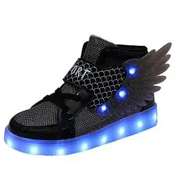 Produktbild: YUNICUS LED-Schuhe für Kinder leuchtende Schuhe High-Top-Sneaker LED-Sneaker USB-Aufladung blinkende Turnschuhe für Kind und Mädchen (Kleines Kind, Black 33 EU)