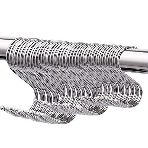 Produktbild: Yuning 50 Stück S-Haken in Form von Haken zum Aufhängen, für Küche, Bad, Schlafzimmer und Büro, rostfrei, S Haken aus Edelstahl (50 Stück Haken für Küche)