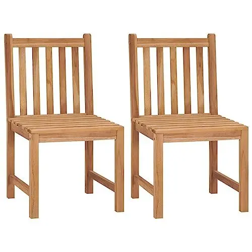 Produktbild: Yunir 2 Stück Holz-Terrassenstühle, Massive Teakholz-Esszimmerstühle für Drinnen und Draußen, Allwetter-Gesprächsstühle, Gartenstühle für Garten, Balkon, Terrasse, Rasen, Wohnzimmer