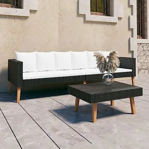 Produktbild: Yunir 2-teiliges Terrassenmöbel-Set, PE-Rattan-Sofa für den Außenbereich mit Tisch, Rückenkissen, Garten-Lounge-Set aus Korbgeflecht, Moderne Veranda-Möbel für Terrasse Balkon Hinterhof