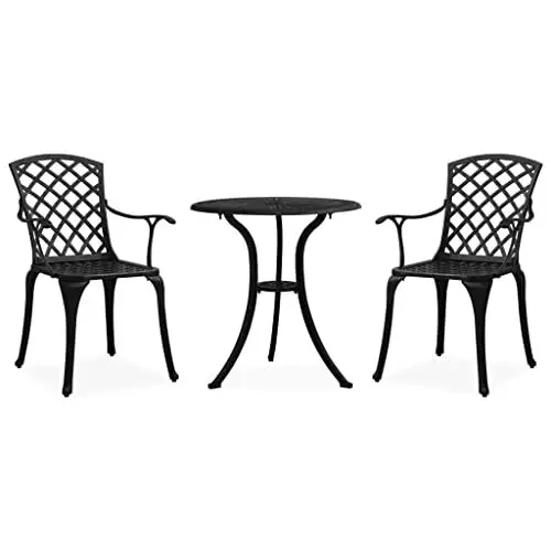 Produktbild: Yunir Bistro-Set, 3-teiliges Set aus Aluminiumguss-Bistrotisch und Stühlen für den Außenbereich, Allwetter-Garten-/Terrassenmöbel-Sets, für den Außenbereich, Terrasse, Hof, Essen