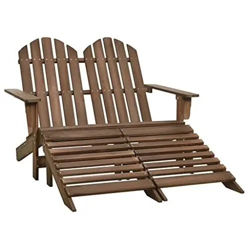 Produktbild: Yunir Gartenbank für den Außenbereich, Gartenbank aus Tannenholz für 2 Personen, Entspannender Terrassenstuhl für den Außenbereich mit Abnehmbaren Ottomanen, Robust, Wetterbeständig,