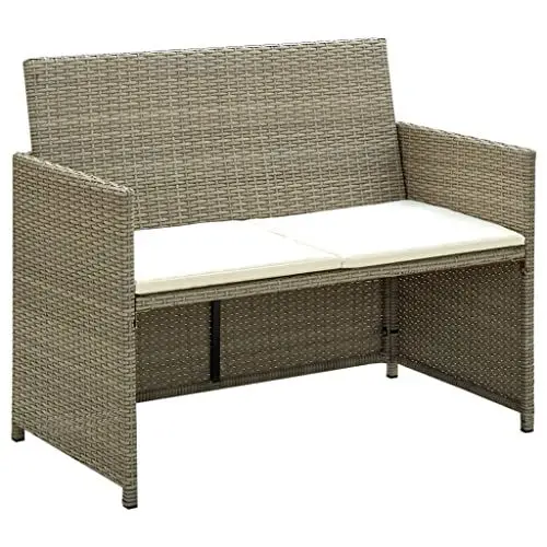 Produktbild: Yunir Terrassenmöbel-Sets, 2-Sitzer-PE-Rattan-Stuhl für den Außenbereich mit Sitzkissen, Garten-Lounge-Set aus Korbgeflecht, Moderne Veranda-Möbel für Terrasse, Balkon, Hinterhof