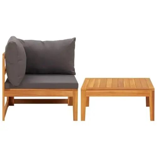 Produktbild: Yunir Terrassenmöbel-Sets, 2-teiliges Outdoor-Lounge-Set aus Massivholz, Ecksofa mit Tisch, Kissen, Korbstühlen, Gesprächssofa für Deck, Balkon, Hinterhof