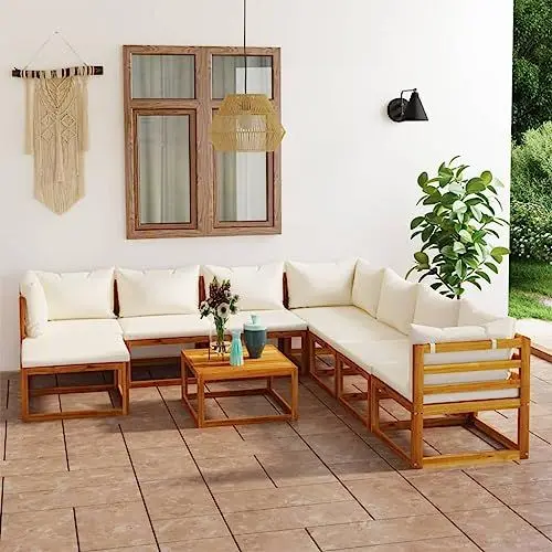 Produktbild: Yunir Terrassenmöbel-Sets aus Holz, Modulare Garten-Lounge Im Freien mit Couchtisch, Stabilen Korbstühlen, Veranda-Möbel-Sets für Garten, Terrasse, Balkon, Hinterhof
