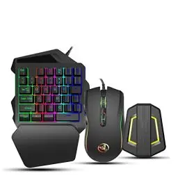 Produktbild: Yunseity Einhand-Tastatur und -Maus-Kombination, Kabelgebundene 35 Tasten PUBG Mobile Gaming Halbe Tastatur und Maus, RGB-LED-Tastatur mit Hintergrundbeleuchtung, für