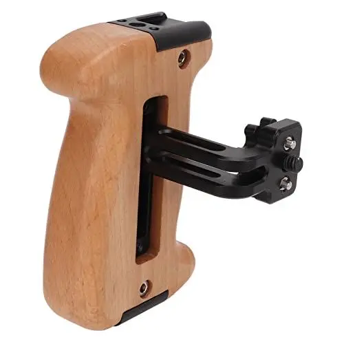 Produktbild: Yunseity Kamera-Käfig-Griff, 1/4-Zoll-Schraubenloch und Cold Shoe-Halterung -Seitengriff-Handgriff, DSLR-Kamera-Käfig-Holz-Linker-Rechts-Griff-Video-Stabilisator