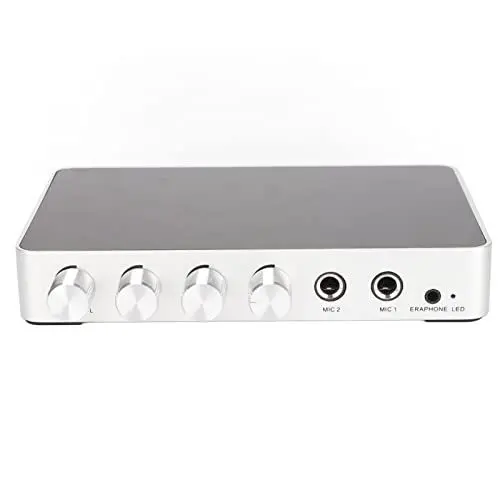 Produktbild: Yunseity Mikrofon Karaoke Mixer System 4K 1080P Einstellbarer Sound HDMI Mixer Switcher Unterstützt HDMI, AUX In/Out für Android TV Boxen und DVD Player(EU-Stecker)