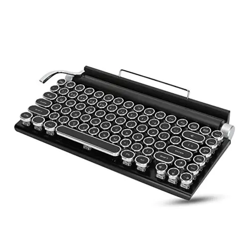 Produktbild: Yunseity Retro-Schreibmaschinentastatur, 83 Tasten, Punk-Rundtasten, Mechanische Bluetooth-Gaming-Tastatur, RGB-Tastatur mit Hintergrundbeleuchtung für PC, Tablet, für Mac, Android-Telefone