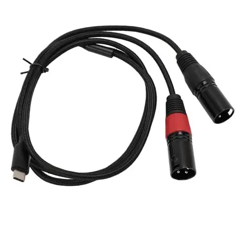 Produktbild: Typ-C-auf-XLR-Stecker-Soundkabel, Typ-C-auf-2-XLR-Leistungsverstärker-Soundkabel für Lautsprecher (2m)