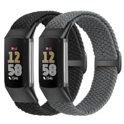 Produktbild: Yunshare Elastische Geflochtene Armband Nur Kompatibel mit Fitbit Charge 6/Fitbit Charge 5, Verstellbare Solo Loop Dehnbares Nylon Gewebe Ersatzarmbänder für Fitbit Charge 6/Charge 5 Damen Herren